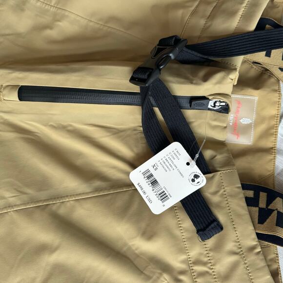 NEW W Tags Free People ZEPHYR SKI PANTS XS SNOW SUIT BIBS TAN BLACK WINTER SHELL - Picture 5 of 7